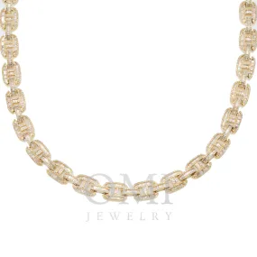 10K GOLD BAGUETTE DIAMOND MARINER LINK CHAIN 14.8 CT