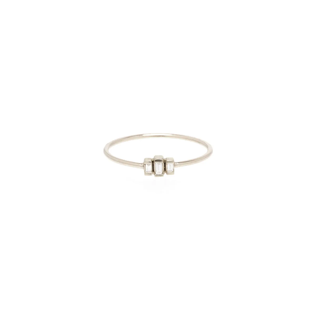 14k 3 Stepped Baguette Diamond Ring