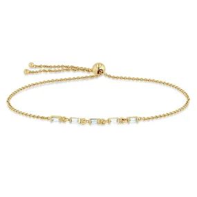 14k 5 Linked Baguette Diamond Bolo Bracelet