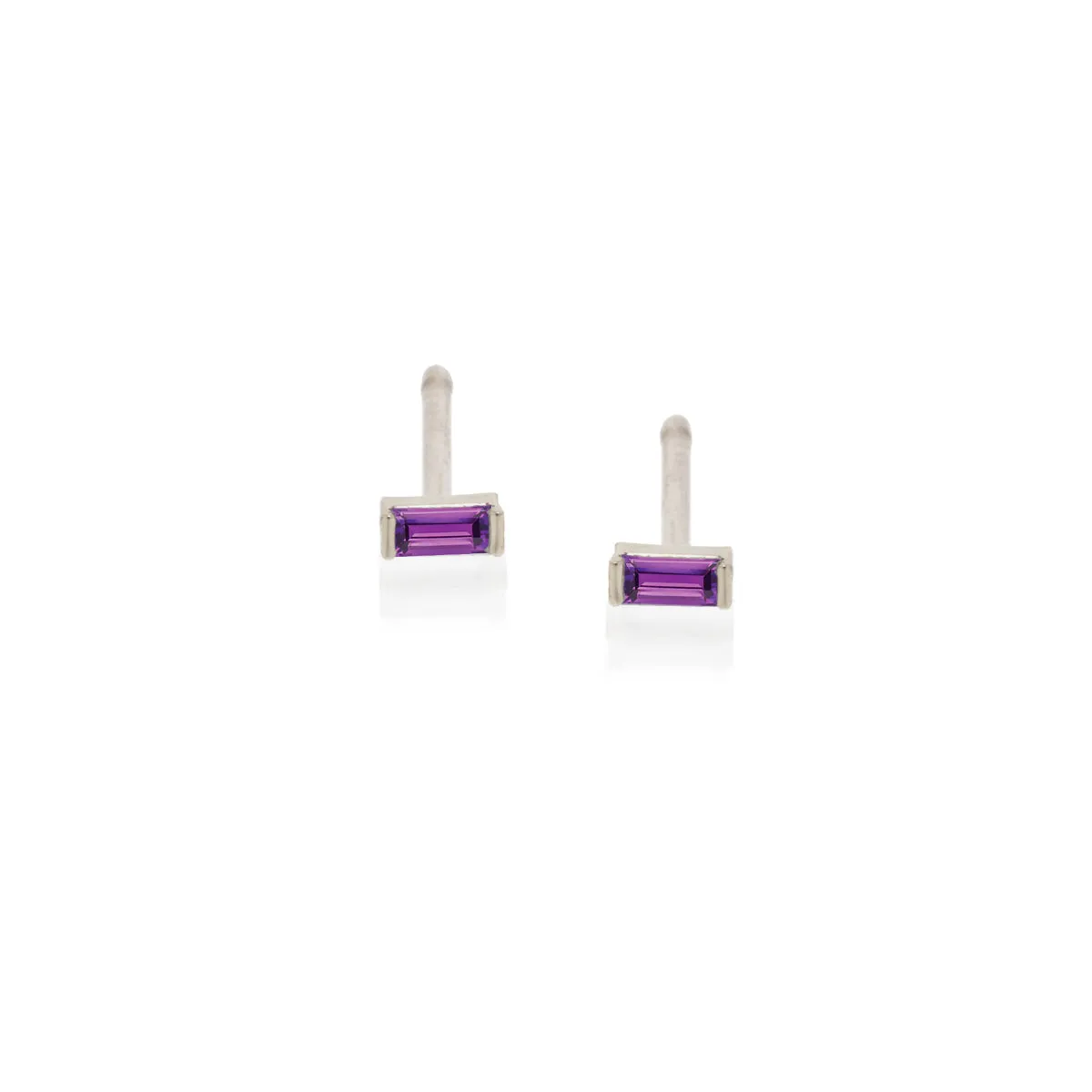 14k Amethyst Baguette Studs | February Birthstone