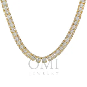 14K GOLD 5MM BAGUETTE AND ROUND DIAMOND CLUSTER CHAIN 46.00 CT