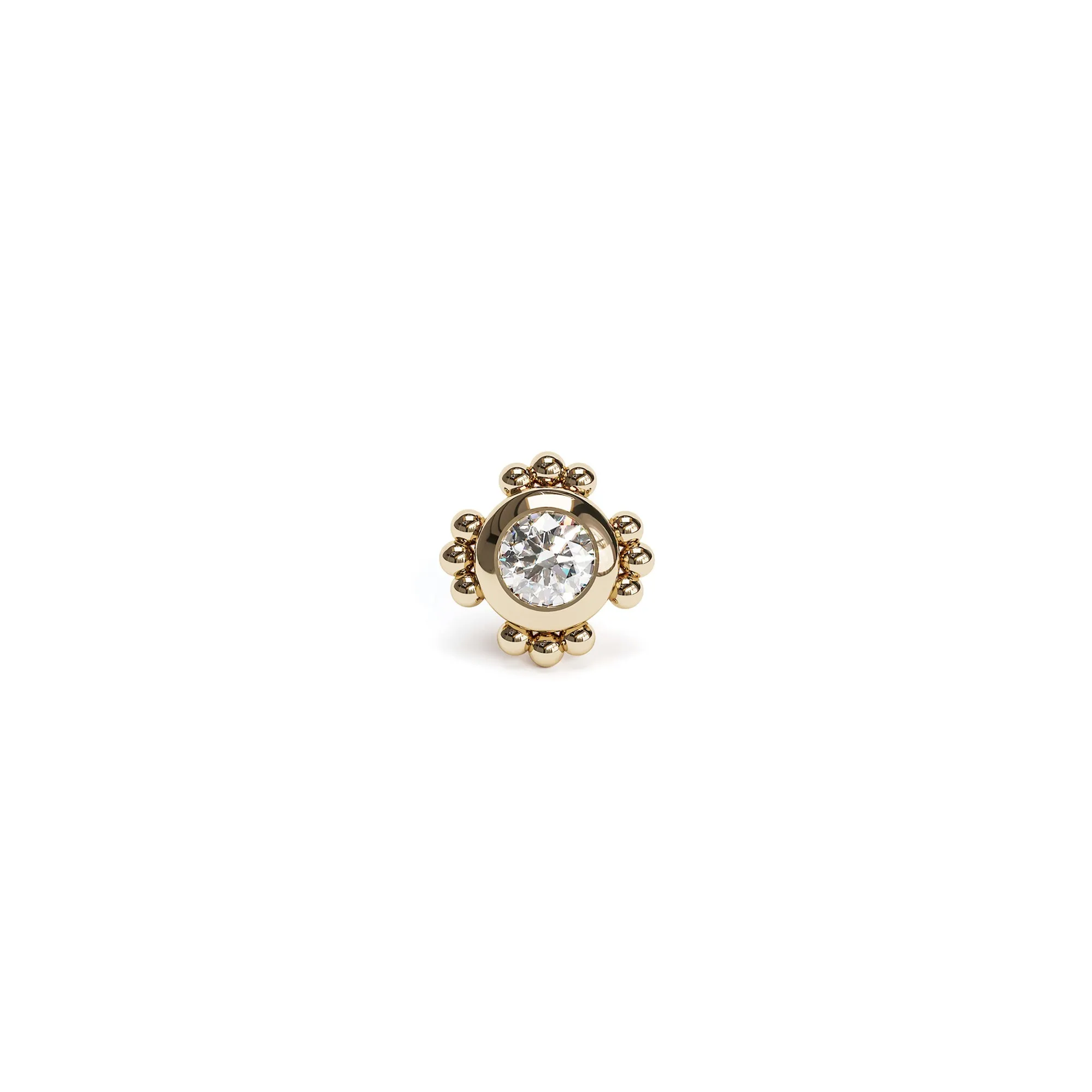 14K Gold Diamond Beaded Stud