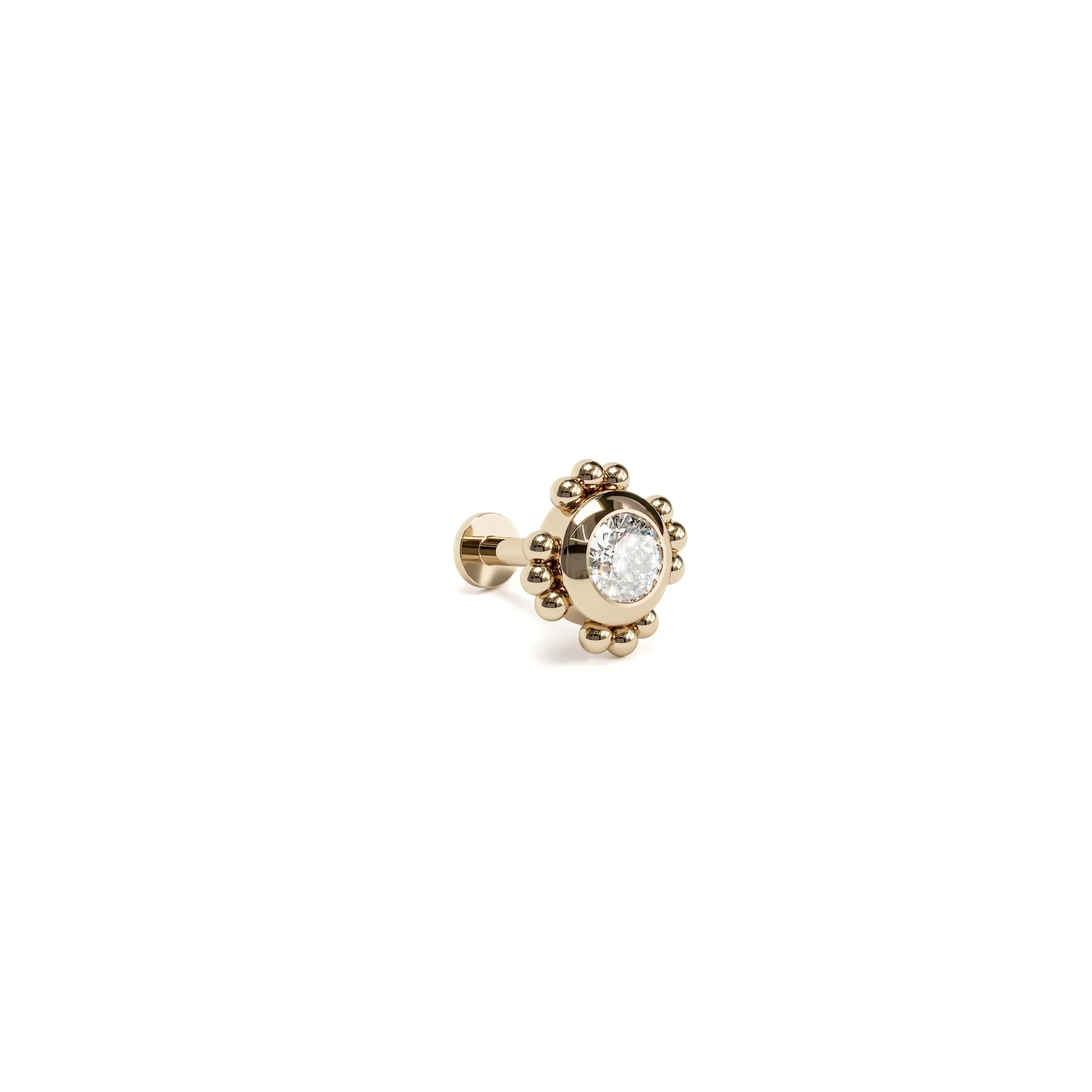 14K Gold Diamond Beaded Stud