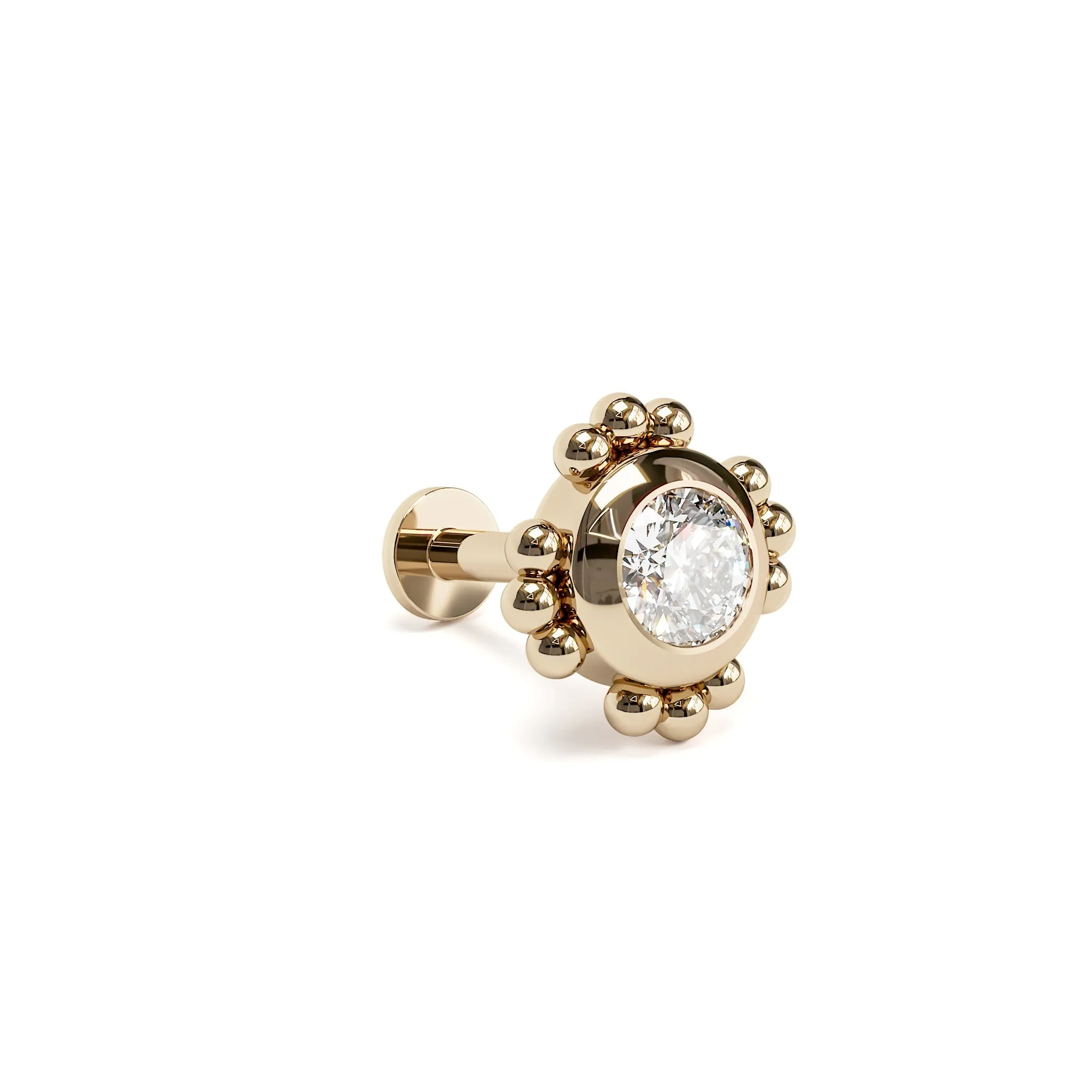 14K Gold Diamond Beaded Stud