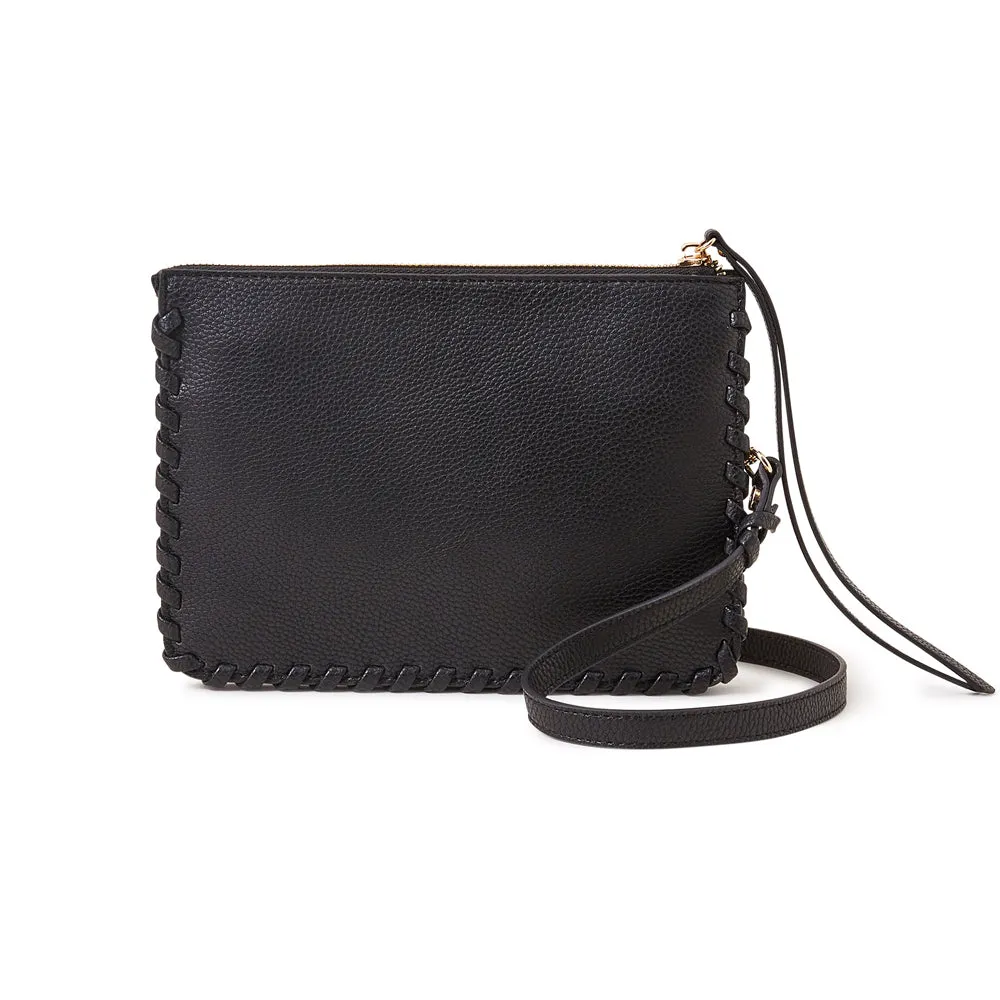 Accessorize London Black Whipstitch Double Pocket Sling Bag