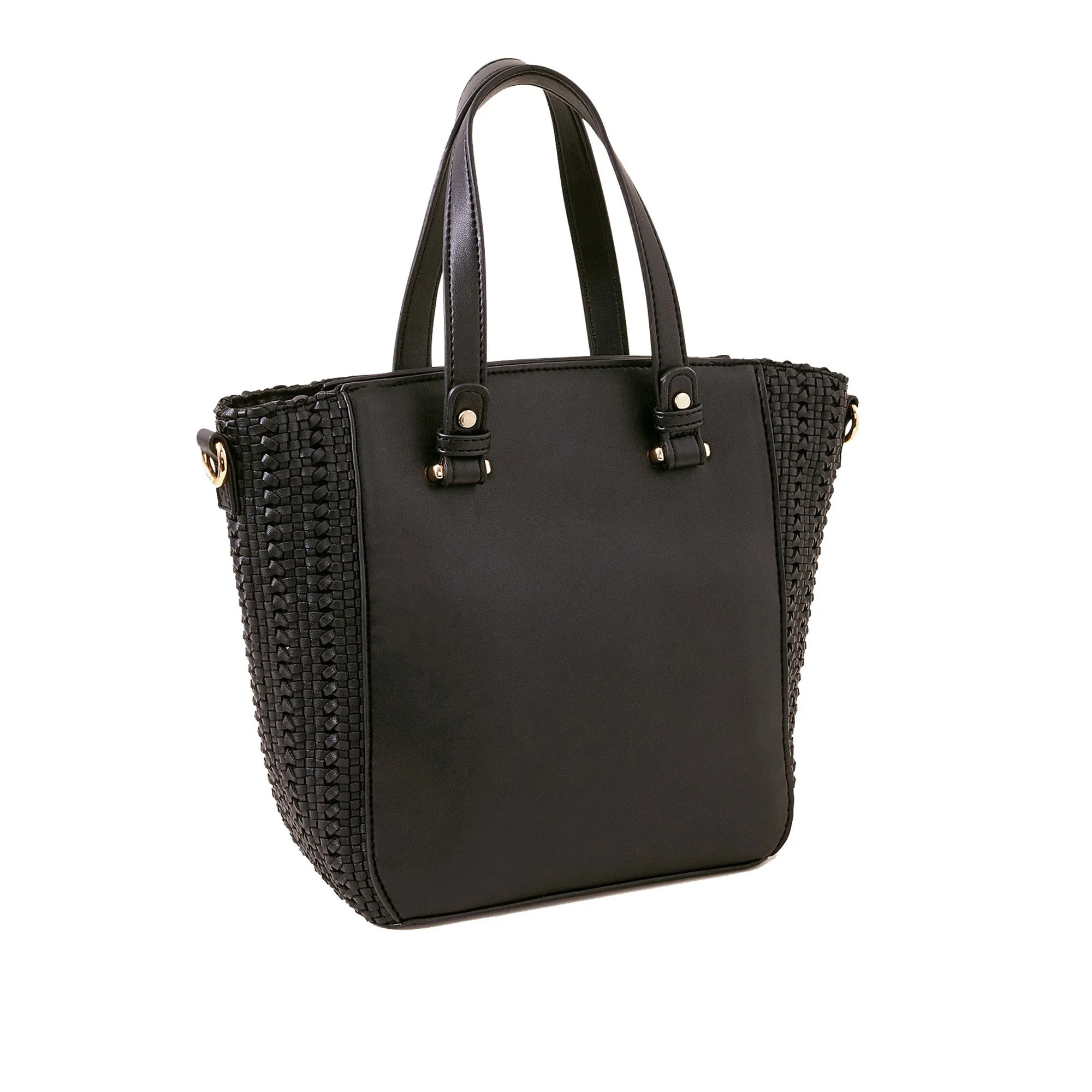 Accessorize London Women's Black Woven Handheld Bag