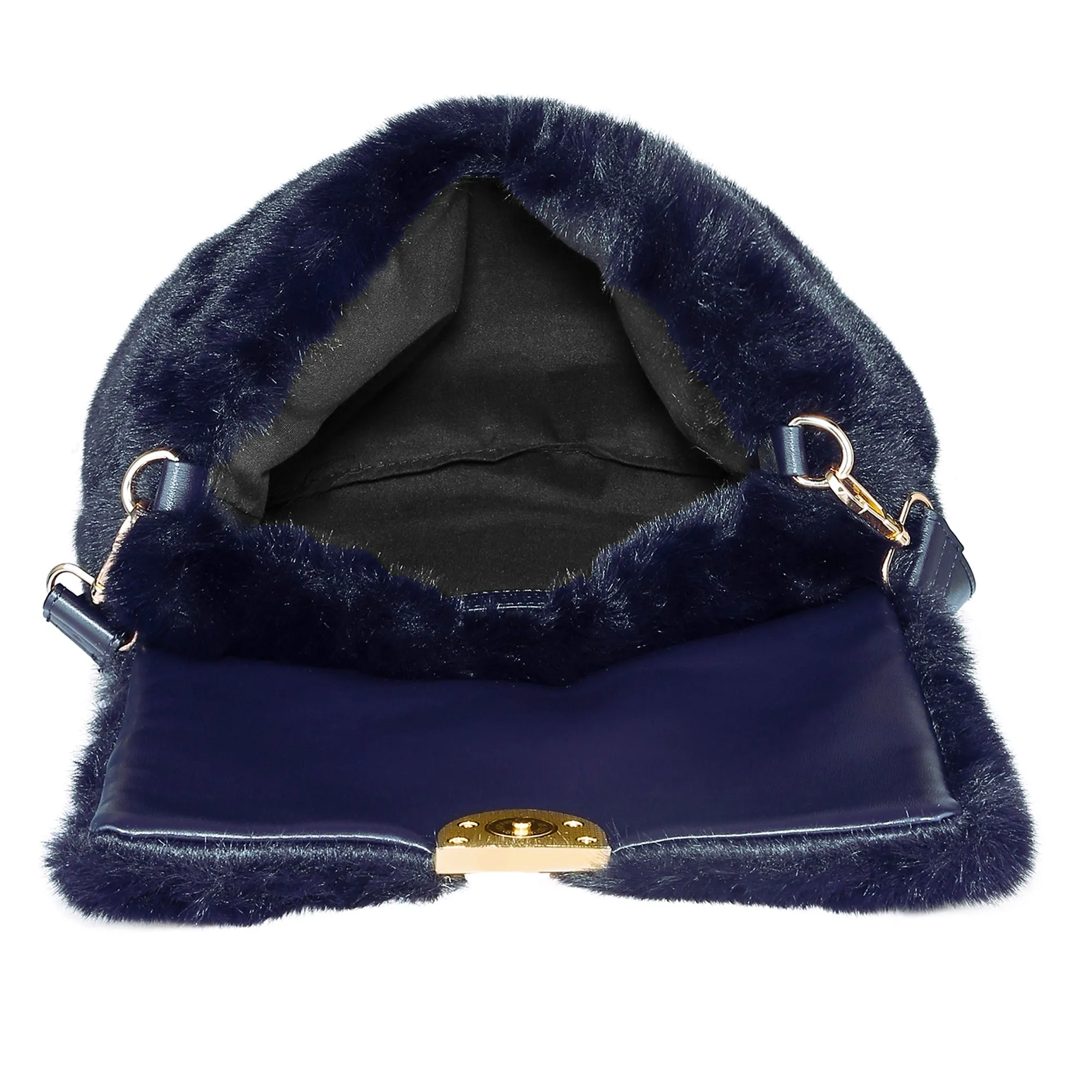 Accessorize London Women's Navy Faux Fur Shoulder Cross Body