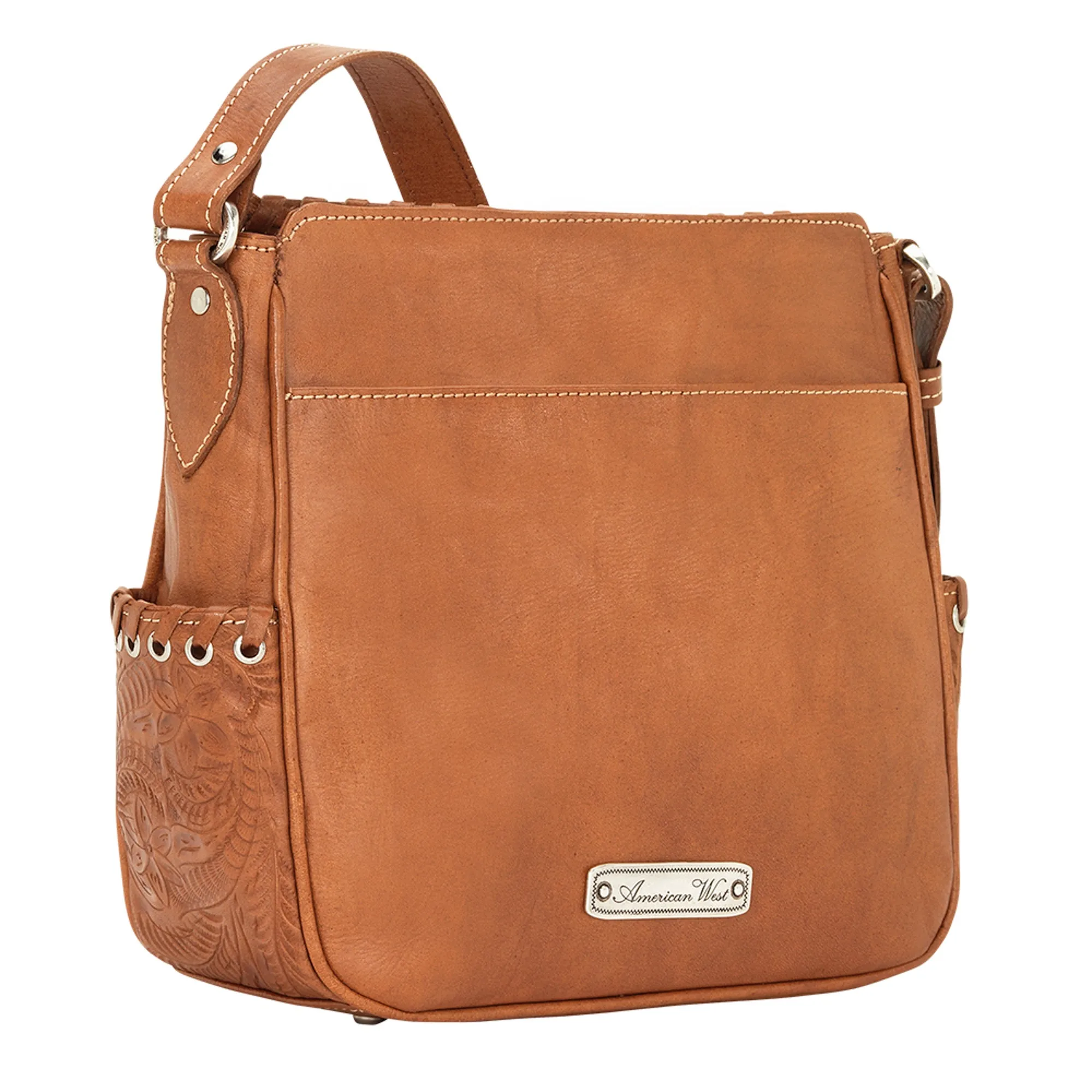 American West Harvest Moon Natural Tan Leather Crossbody Bag