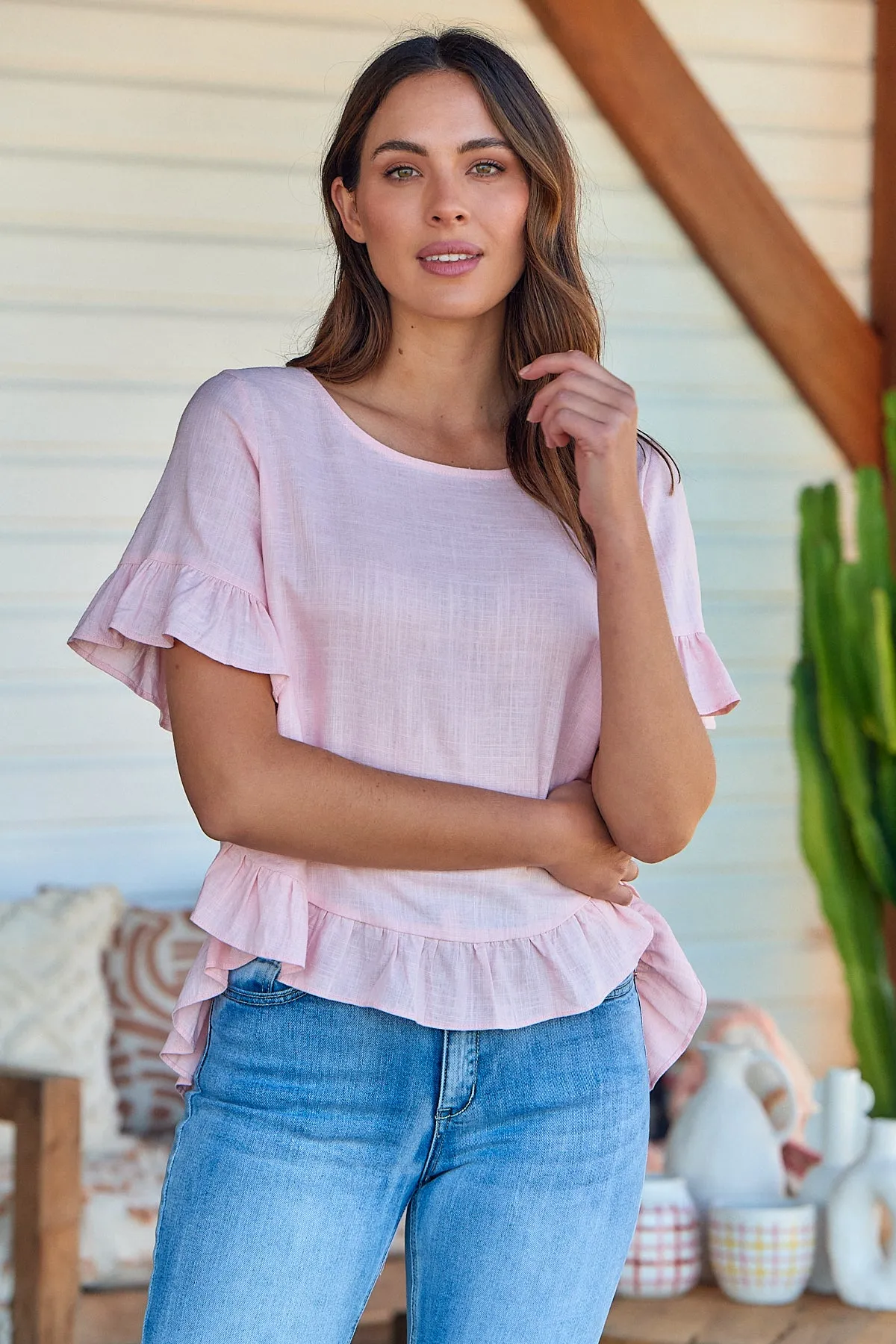 Aries Pink Linen Tee