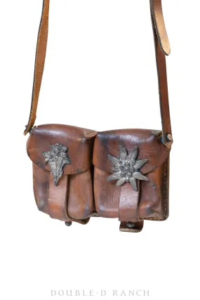 Bag, Cartridge/Ammo Bag, Leather, German Edelweiss Elements, Vintage, 1082