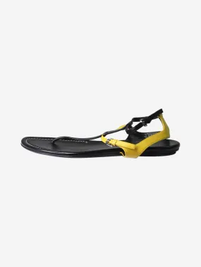 Black double-fastening leather flat sandals - size EU 39.5