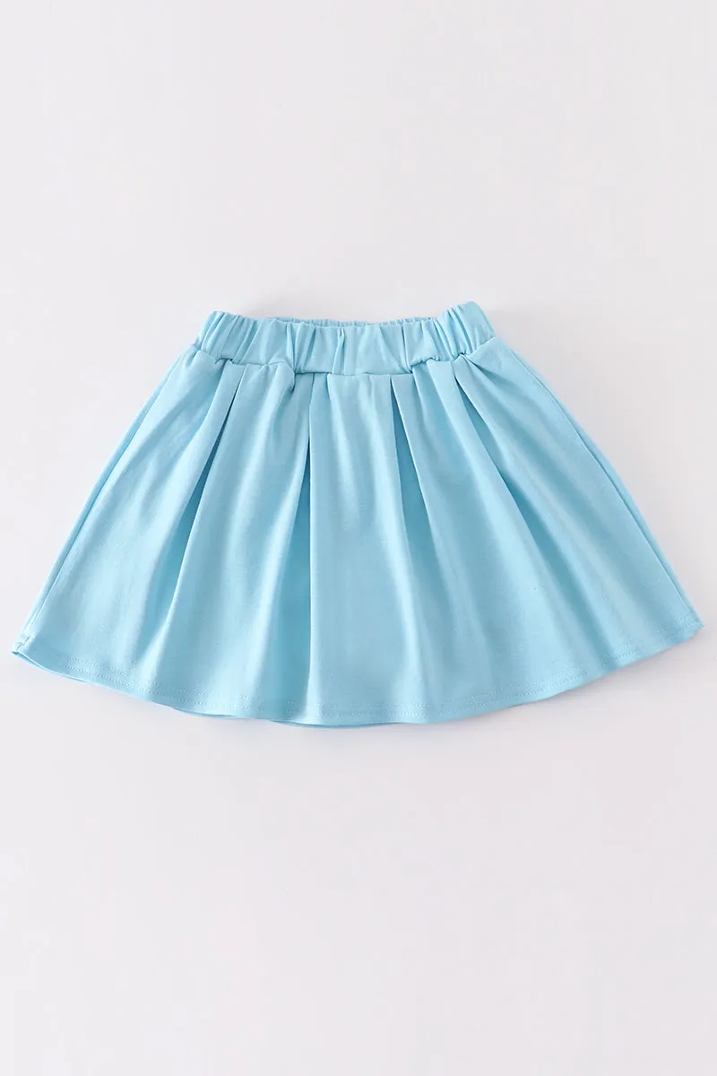 Blue back to school embroidery girl skirt