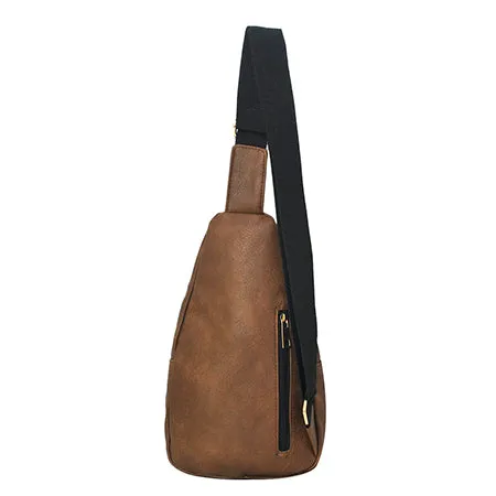 Brown Faux Leather Fashion Sling Bag