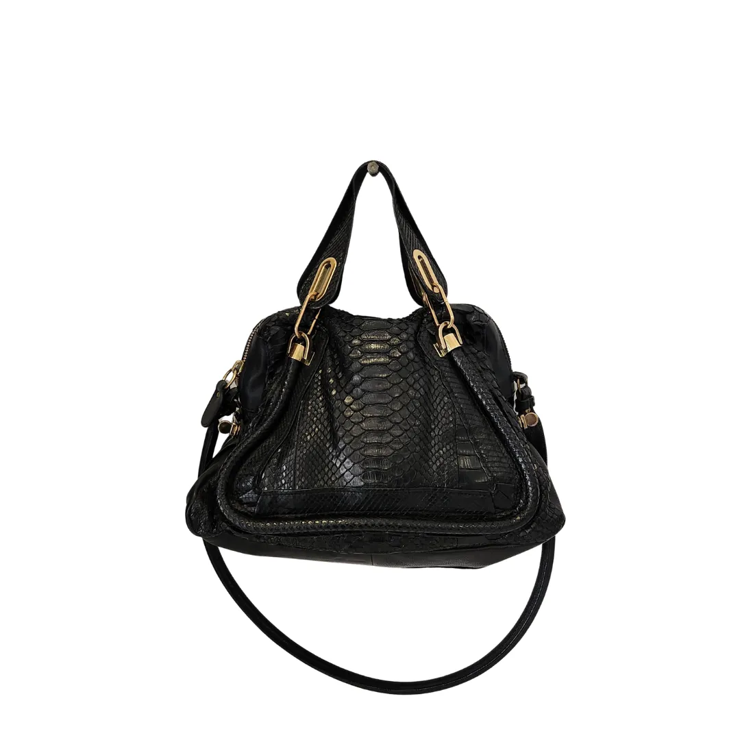 Chloe Black 'Paraty' Python Leather Bag | Pre Loved |