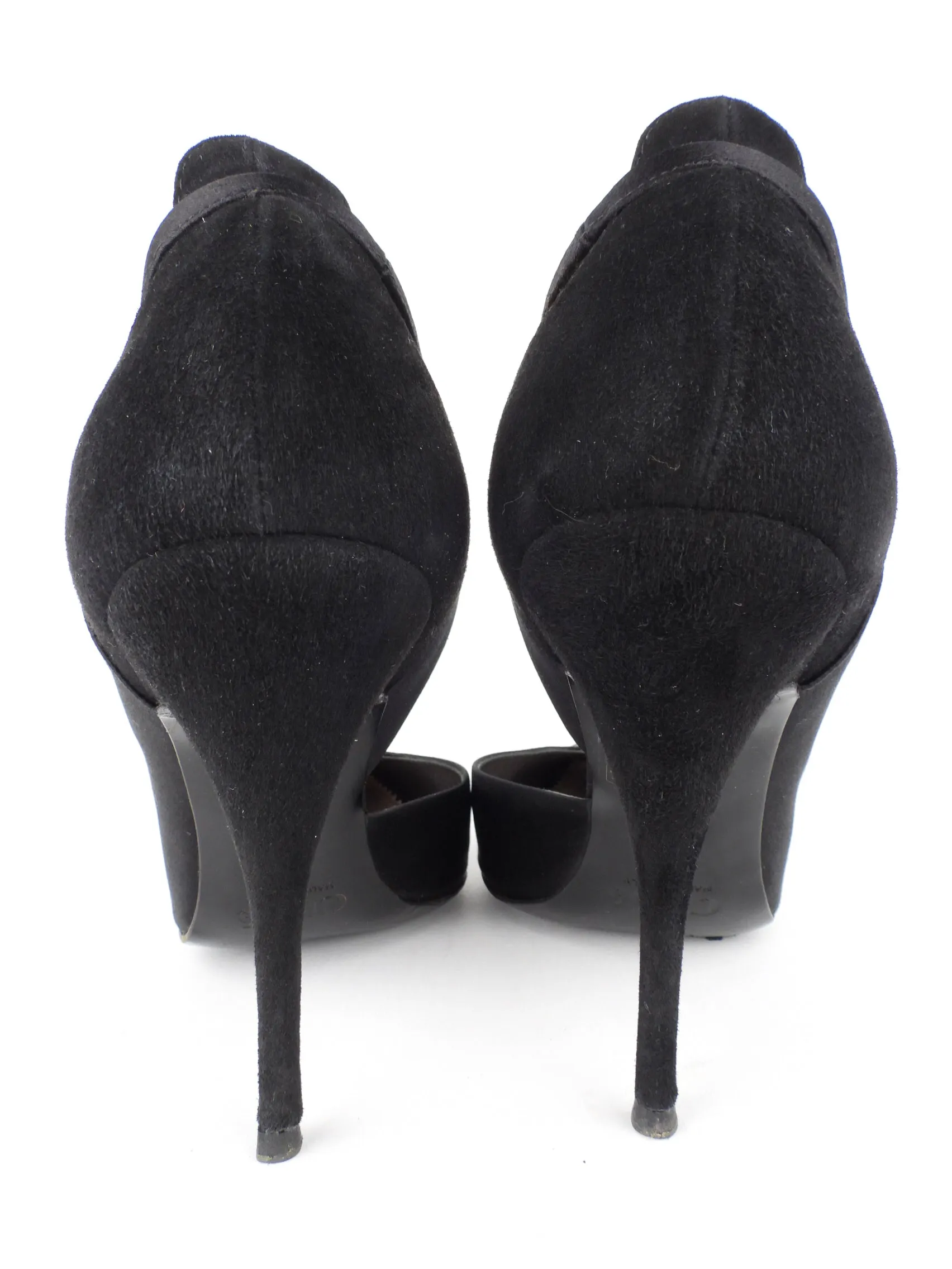 Chloe Black Satin and Suede Leather Stiletto Heel Pumps - 38