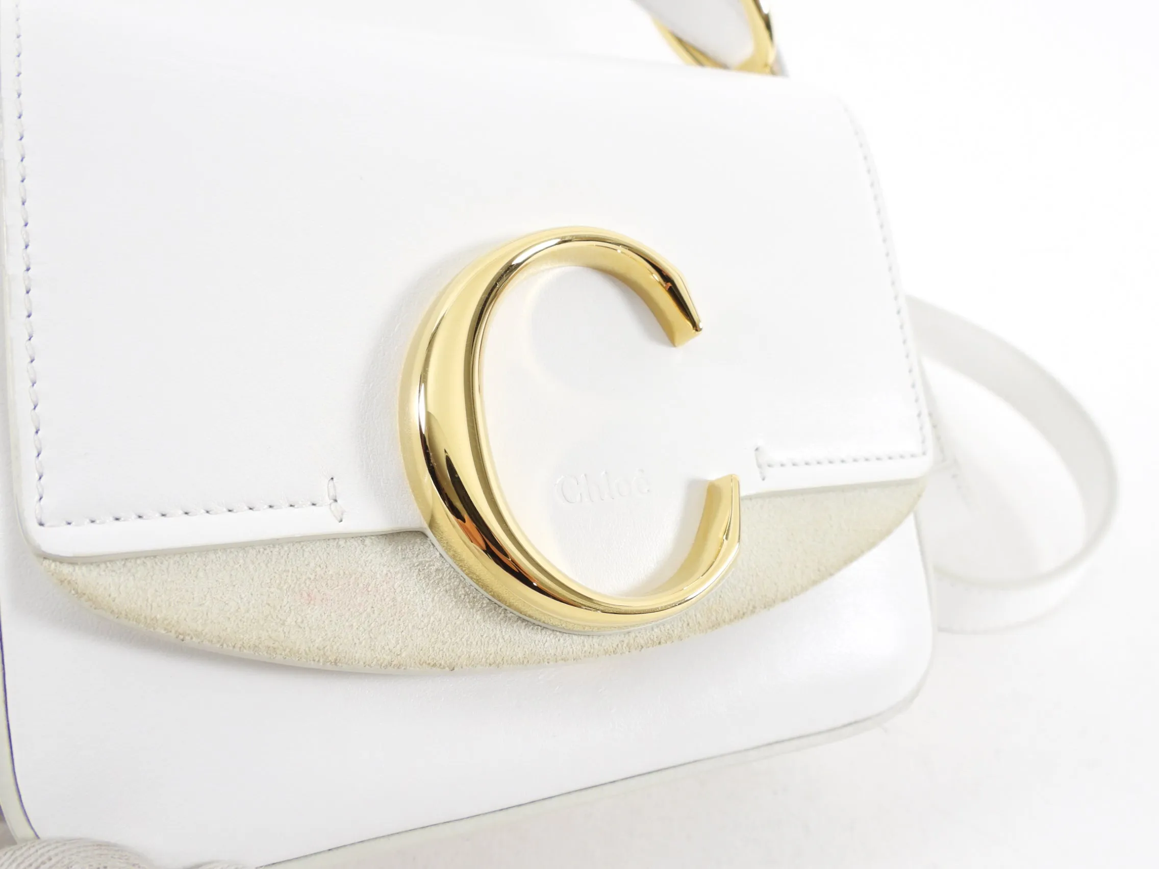 Chloe Mini C de Chloe White Crossbody Bag