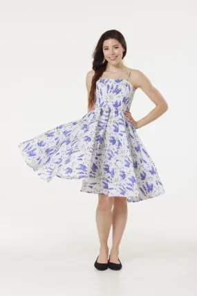 Chloe White and Lavender Floral Midi Dress