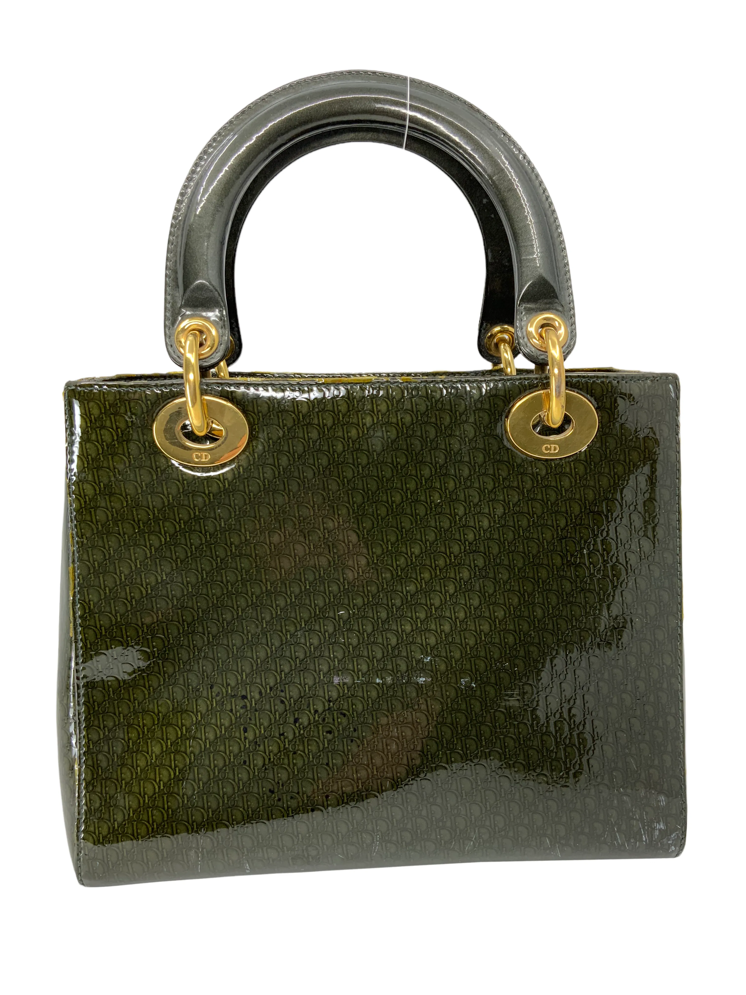 Christian Dior Monogram Patent Leather Lady Dior Bag