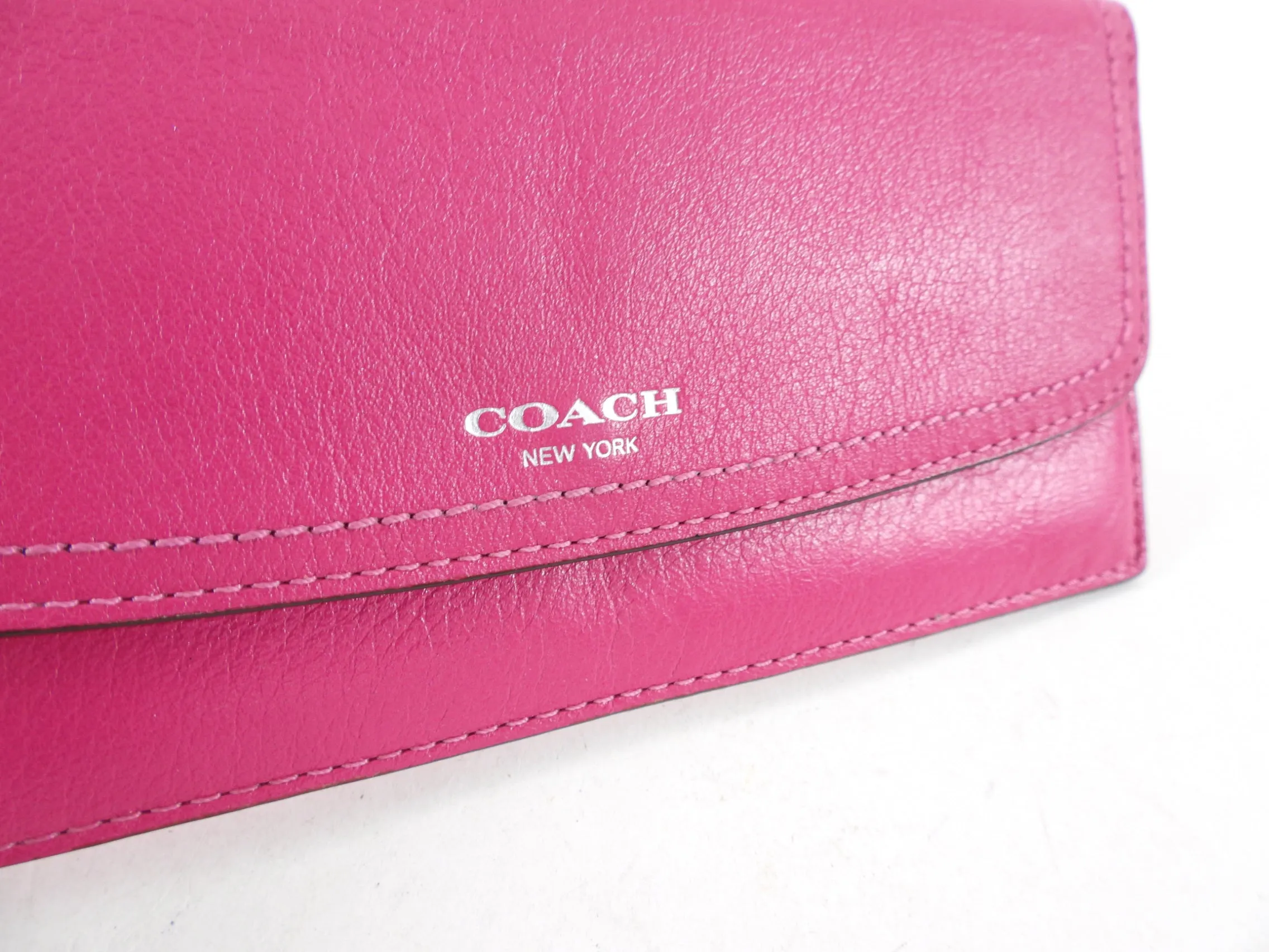 Coach Dark Cherry Pink Flat Long Wallet