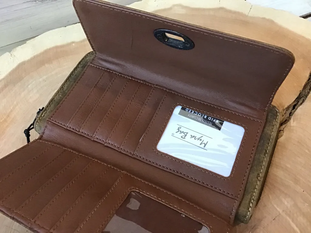 Cowhide Turnlock  Checkbook Wallet