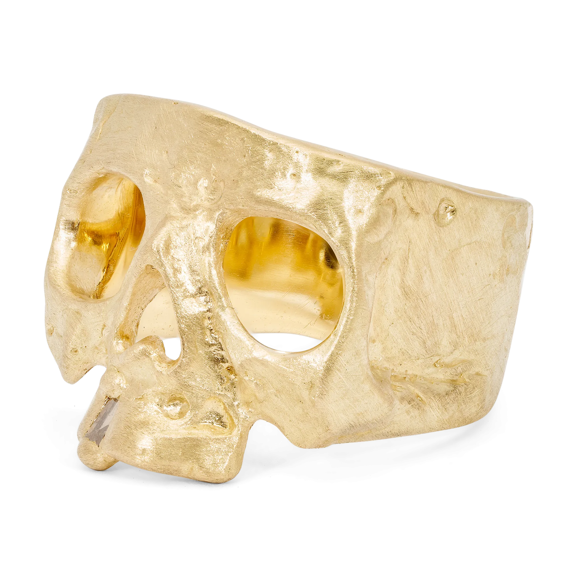 Diamond Snaggletooth Skull Ring - Size 6.5 - 11486