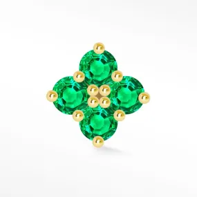 Emerald Flat Back Earring Clover 14k Yellow