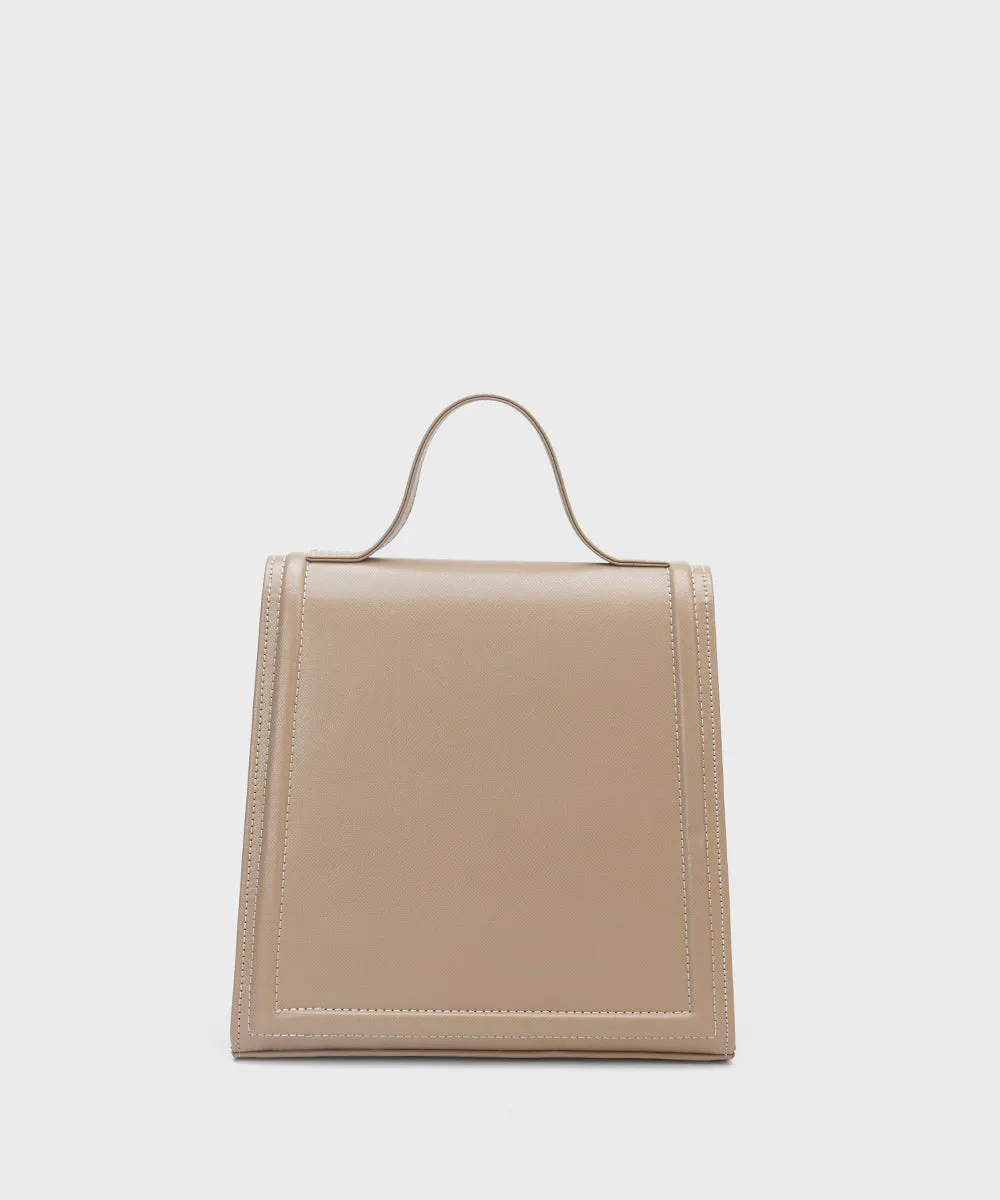 Faux Leather Top Handle Bag