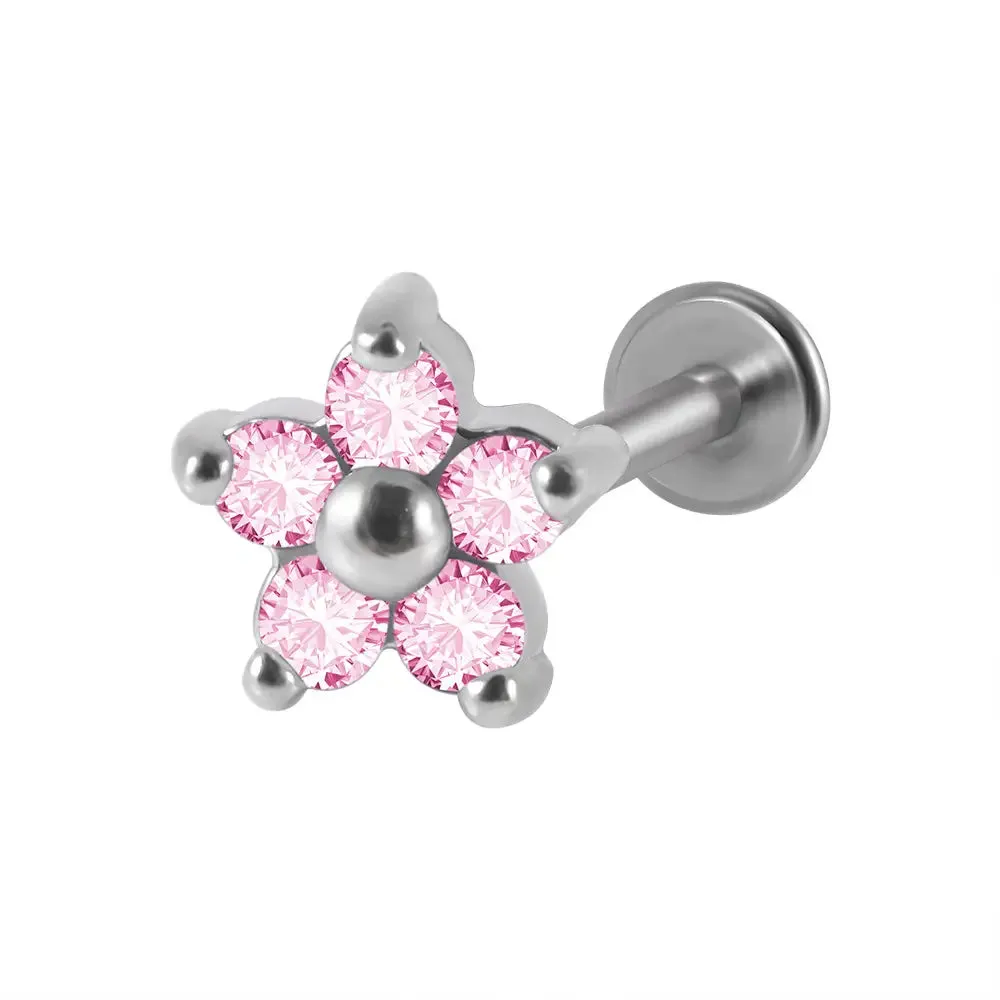 G23 Titanium  FLower Flat Back Stud (16G)