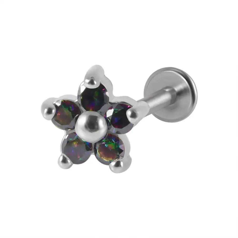 G23 Titanium  FLower Flat Back Stud (16G)