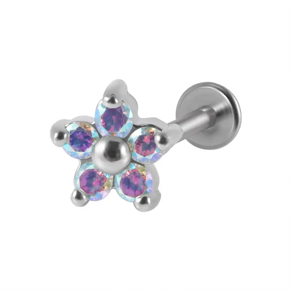 G23 Titanium  FLower Flat Back Stud (16G)