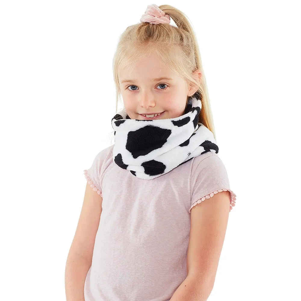 Girls Cow Fleece Neck Warmer