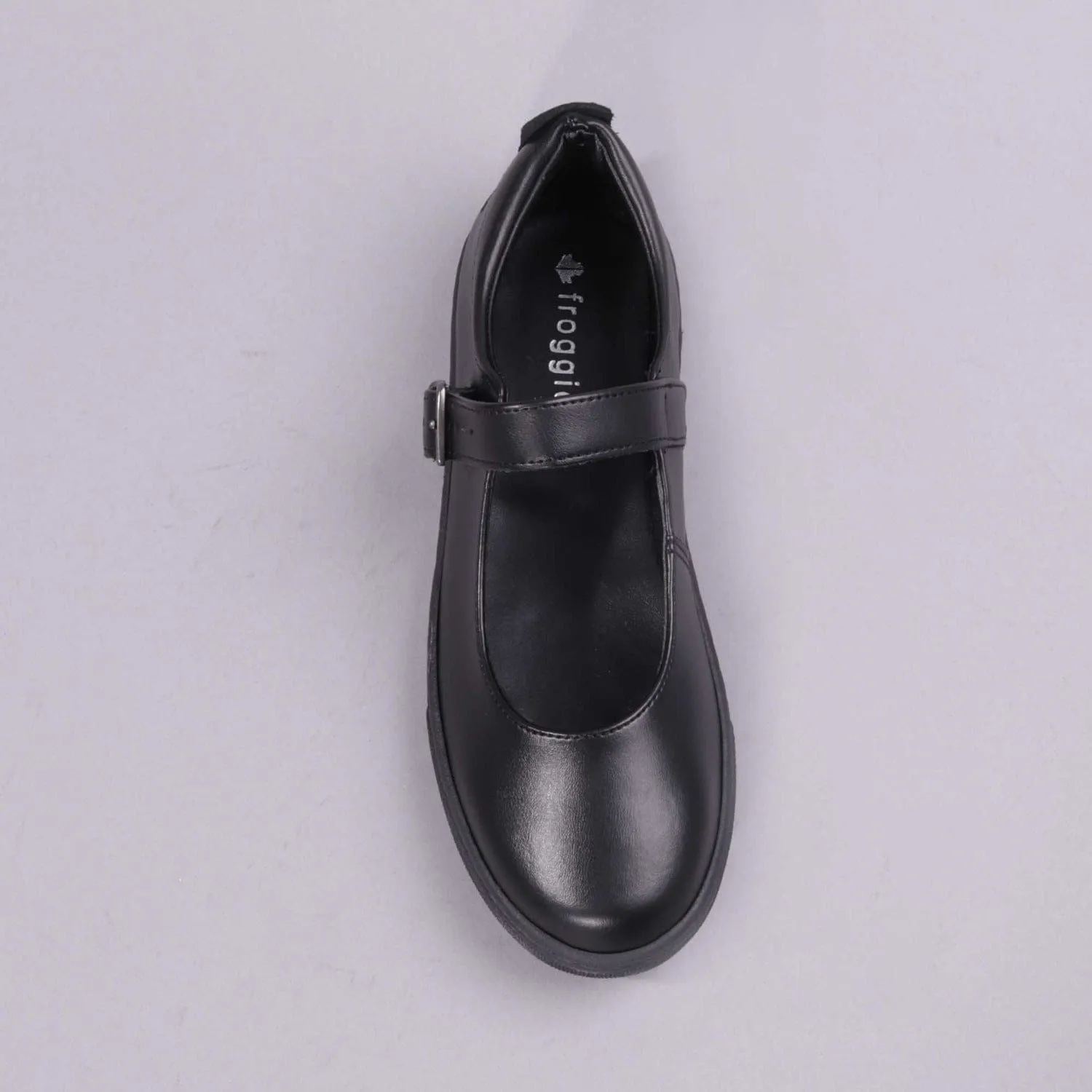 Girls School Shoe with Buckle in Black  - 11441