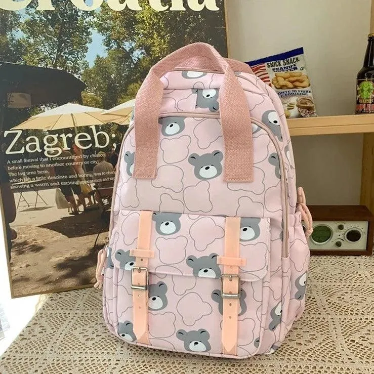 GM1242 Girl Cartoon Printing Cool Backpack: Travel School Nylon