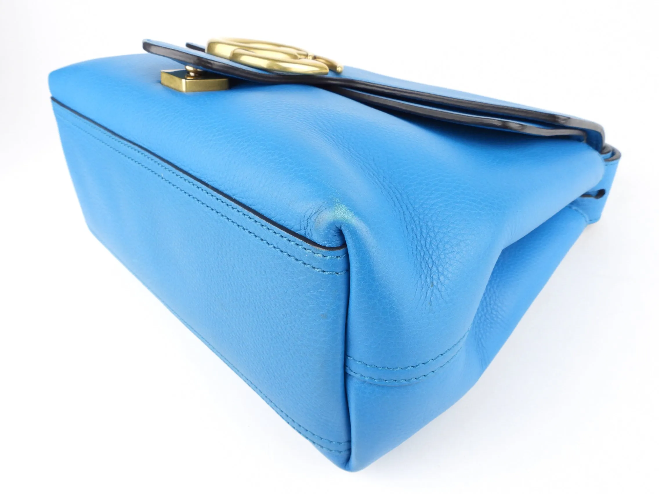 Gucci Turquoise Blue Calfskin Leather Marmont Shoulder Bag