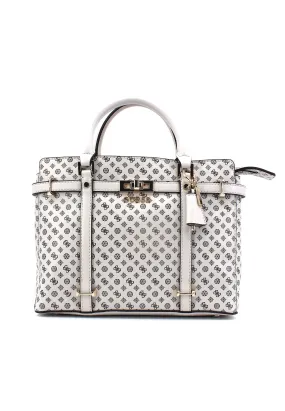 GUESS Emilee Borsa Satchel Stone Logo Bianco PS886206