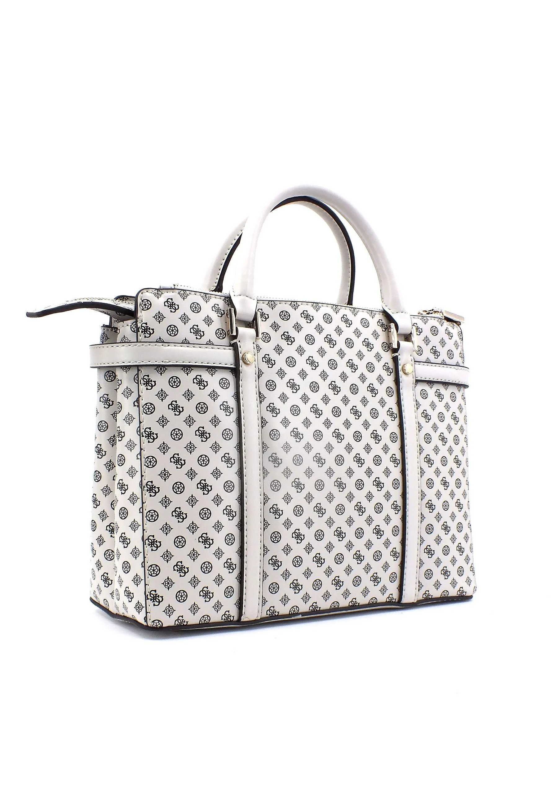 GUESS Emilee Borsa Satchel Stone Logo Bianco PS886206