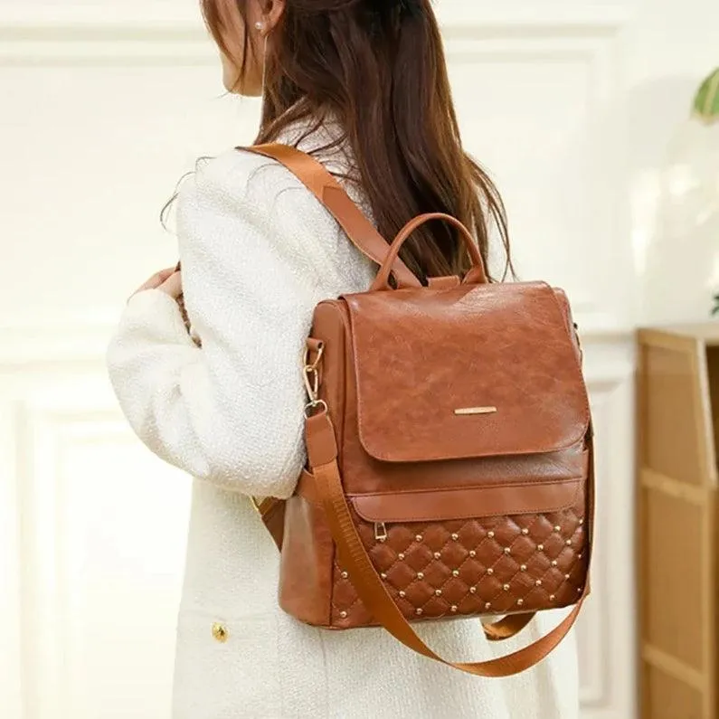 GZ235 Fashion Soft Leather Cool Backpack for Teenage Girls School