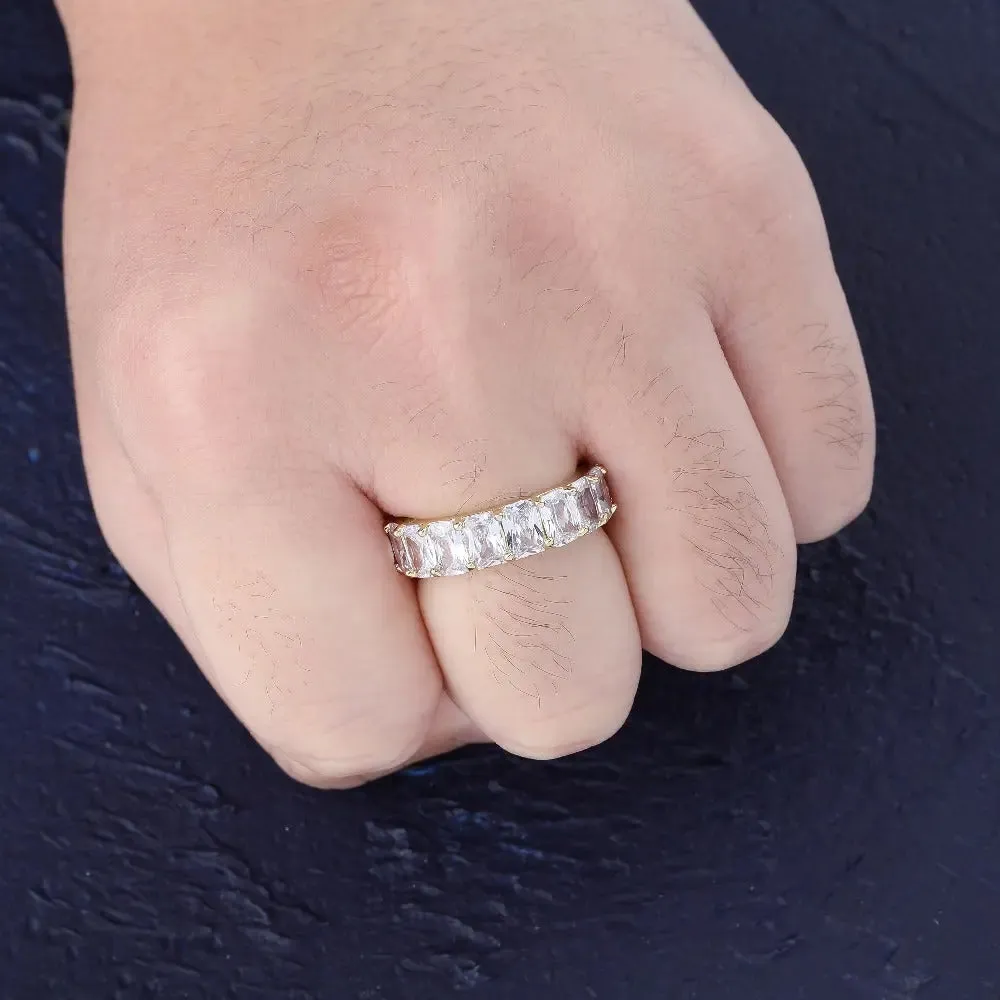 Iced Baguette Ring in White Gold