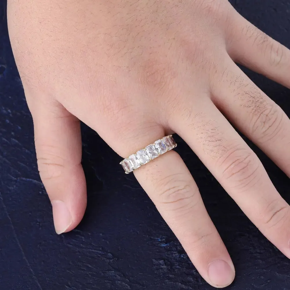 Iced Baguette Ring in White Gold