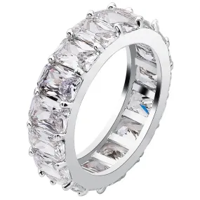 Iced Baguette Ring in White Gold