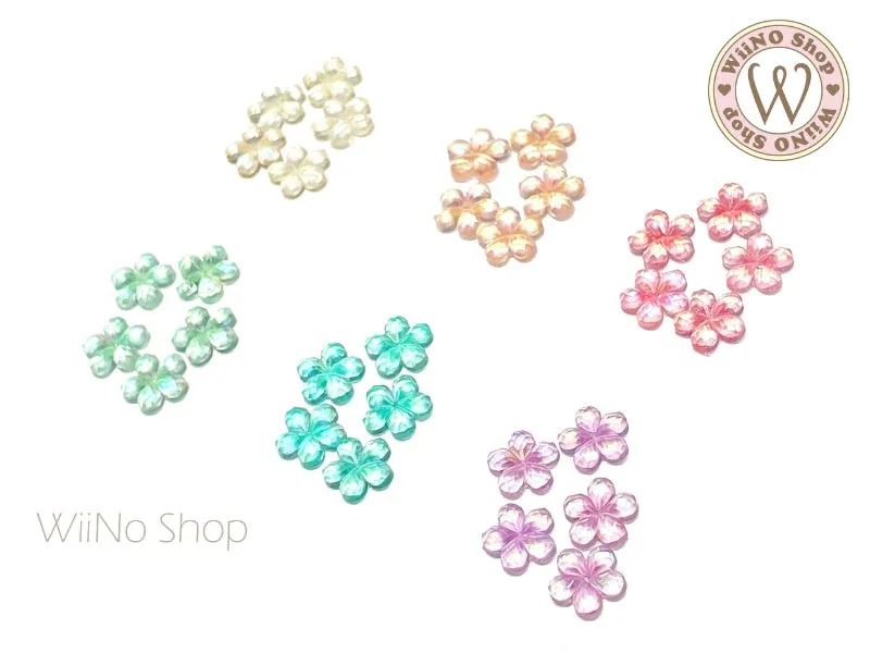 Iridescent Flower Flat Back Nail Art Rhinestone - 10 pcs