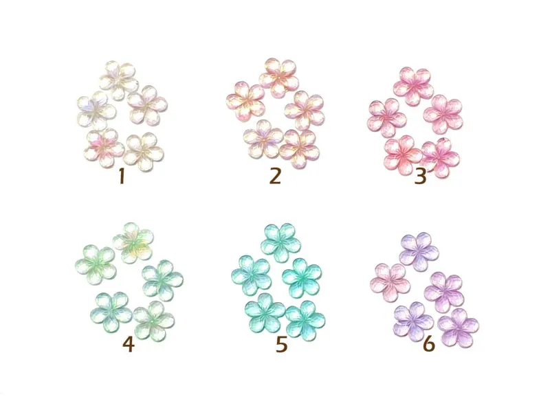 Iridescent Flower Flat Back Nail Art Rhinestone - 10 pcs