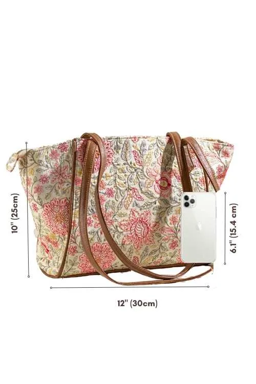 Ivy floral embroidered Tote bag