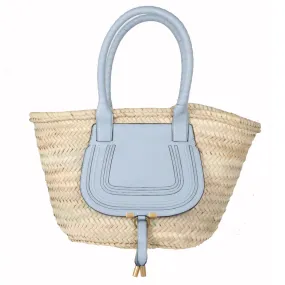 Marcie Raffia Basket Tote, Shady Blue