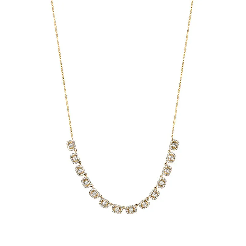 Multiple Diamond Baguette Necklace