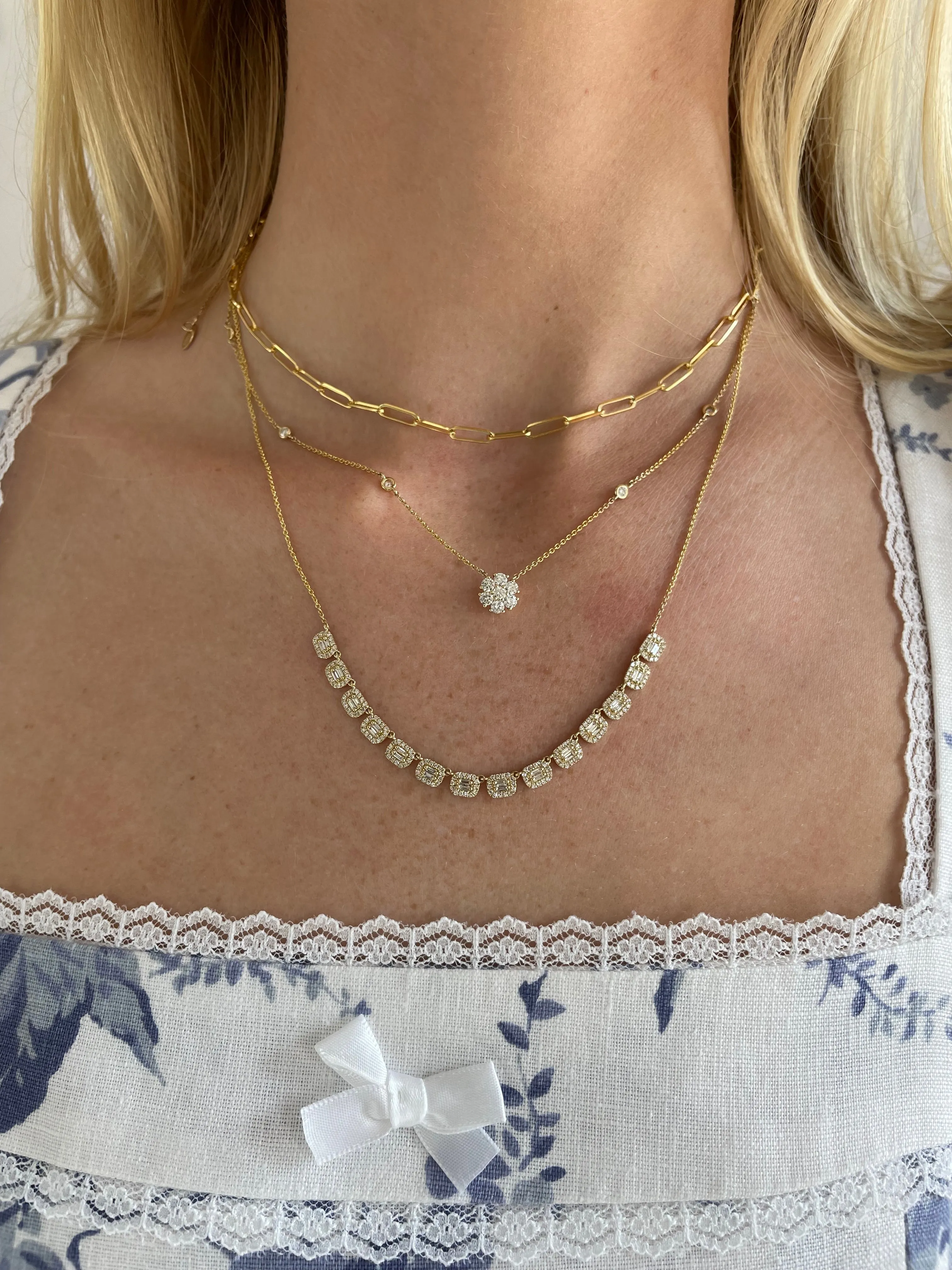 Multiple Diamond Baguette Necklace