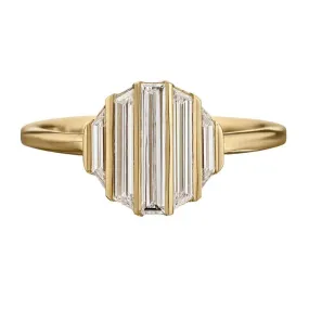 ORDER ONLY: 18K Gold Ripple Trapeze & Baguette Diamond Ring