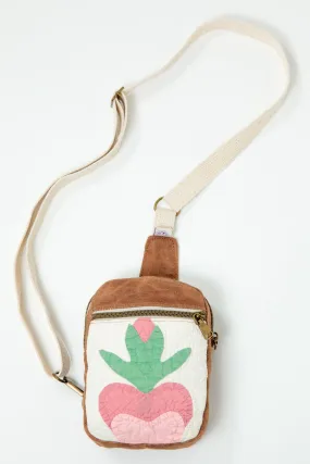 Rose of Sharon Crossbody - Brown Canvas