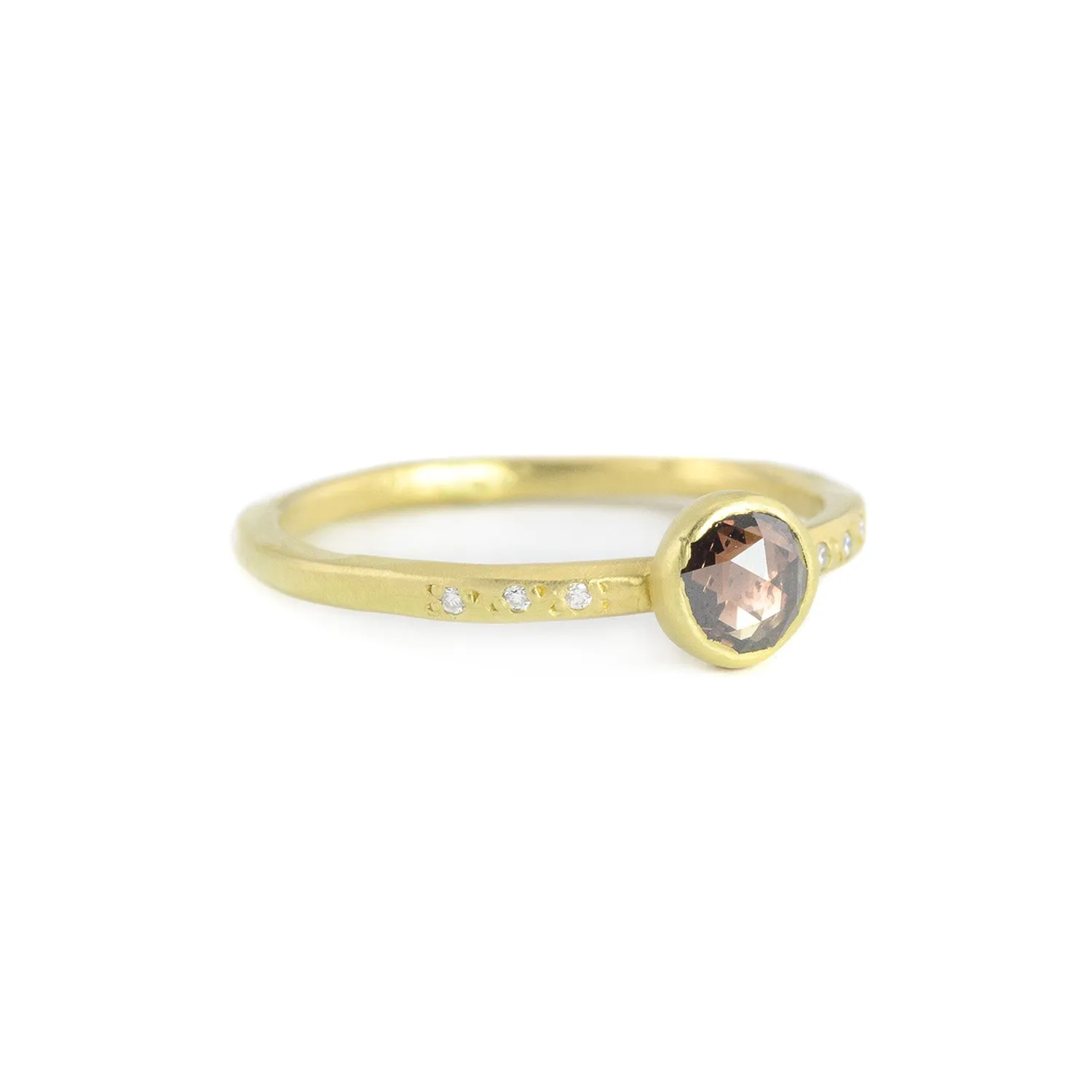 Round Champagne Diamond Chloe Setting in 18kt gold Ring by Sarah Mcguire