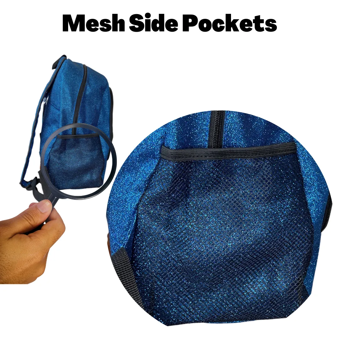 Royal Blue Glitter Medium Size NGIL Backpacks For Gymnastics and Cheer Competition